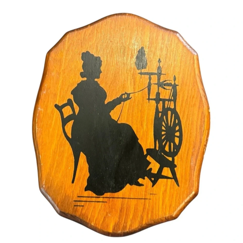 Colonial Silhouette Wood Wall Plaques Set of 4 Black Gold Americana Vintage